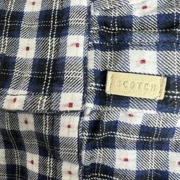 Scotch & Soda Shirt Mens M Blue White Plaid Button Up Long Sleeve Luxury Garment - Picture 6 of 13